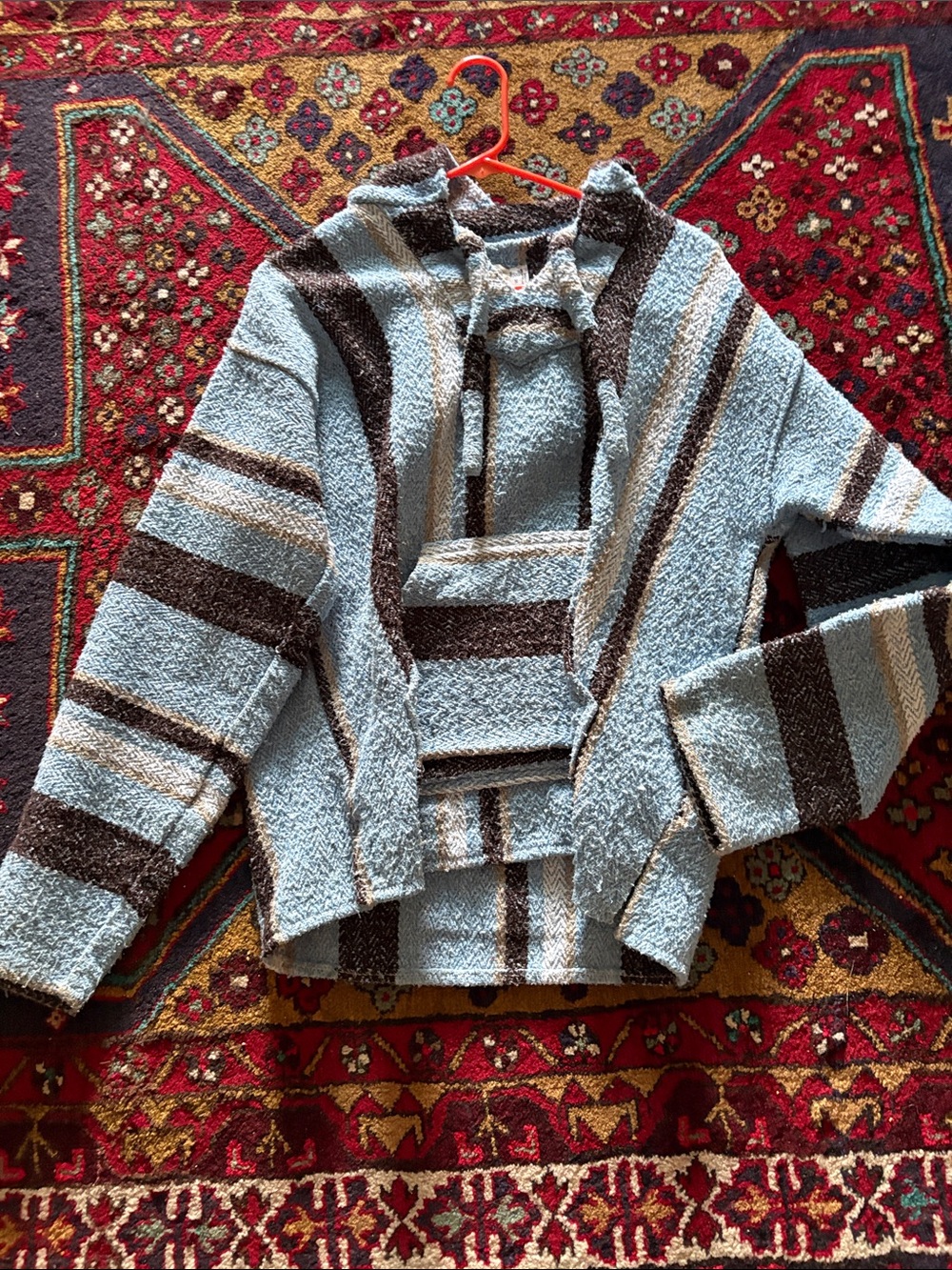 Earth Ragz Cozy Striped Hooded Sweater - Light Blue & Brown